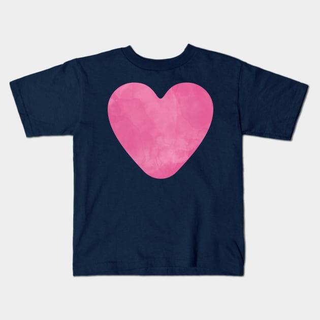 Pink Watercolor Heart Shape Kids T-Shirt by RageRabbit